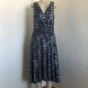 Jones New York Dress 16 Black White Faux Wrap